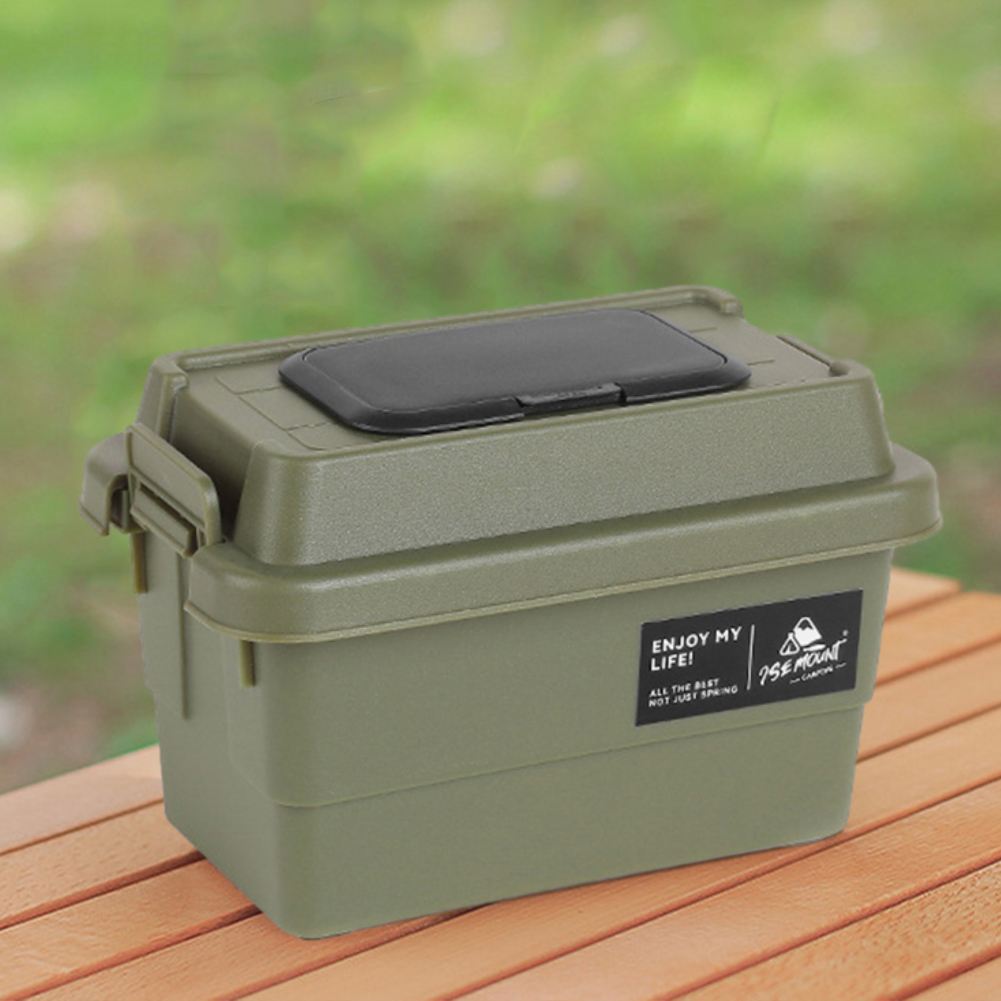 thumbnail image 2 of Contenedor de pañuelos de escritorio para acampar Caja de almacenamiento de cubo de artículos diversos de 1.1L (Verde militar), 2 of 6