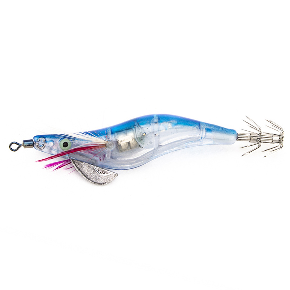 thumbnail image 3 of 20uds. Señuelos de pesca camarón LED electrónico calamar anzuelo aparejo azul, 3 of 3