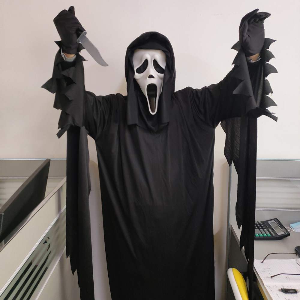 thumbnail image 2 of Máscara de disfraz de fantasma para niños Traje de vacaciones clásico con tema mortal (cuchillo), 2 of 2