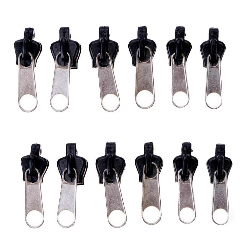 thumbnail image 3 of 6uds. 12 Uds. Cremallera deslizante ropa saco de dormir reemplazo de cremallera (negro + plata), 3 of 3