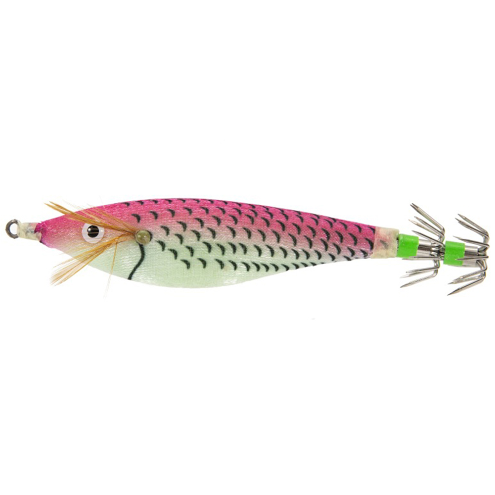 thumbnail image 3 of 15uds. Anzuelo de calamar 8cm cebo de camarón de madera luminosa con anzuelos señuelos de pesca rosa, 3 of 3