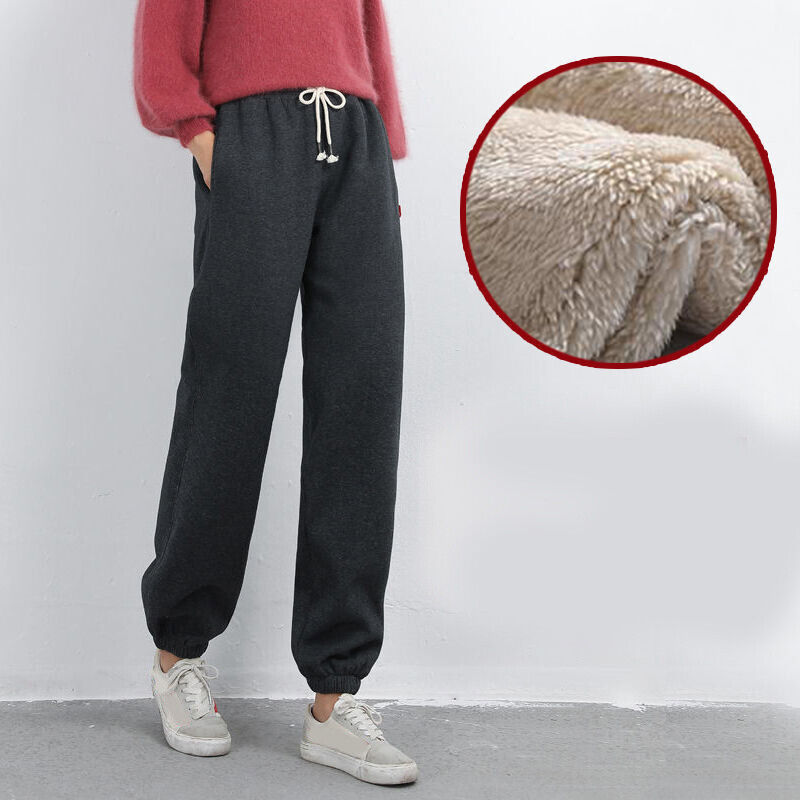 thumbnail image 2 of Pantalones de invierno cálidos de forro polar Sherpa para mujer, pantalones deportivos elásticos gruesos con forro de piel (negro XXL), 2 of 2