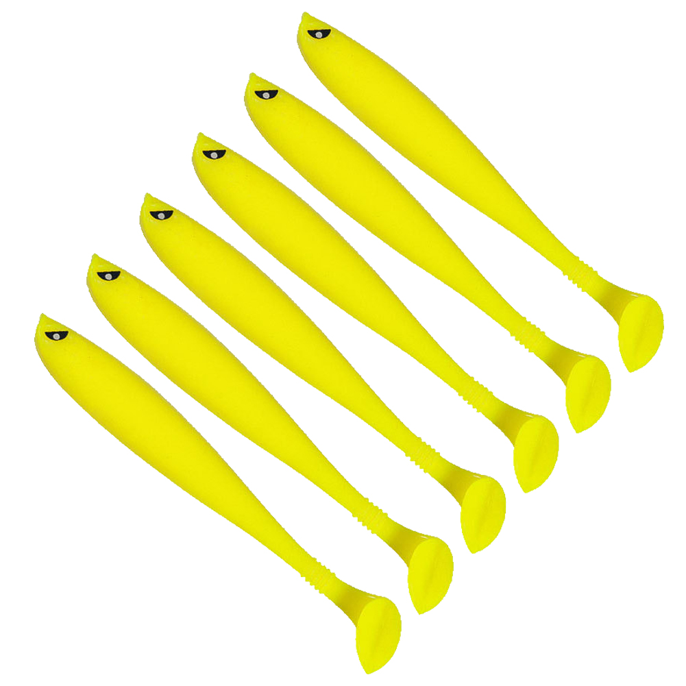 thumbnail image 2 of 3uds. Cebo de cola en T biónico suave, accesorios de pesca multifuncionales de 9cm, amarillo, 6 uds., 2 of 3