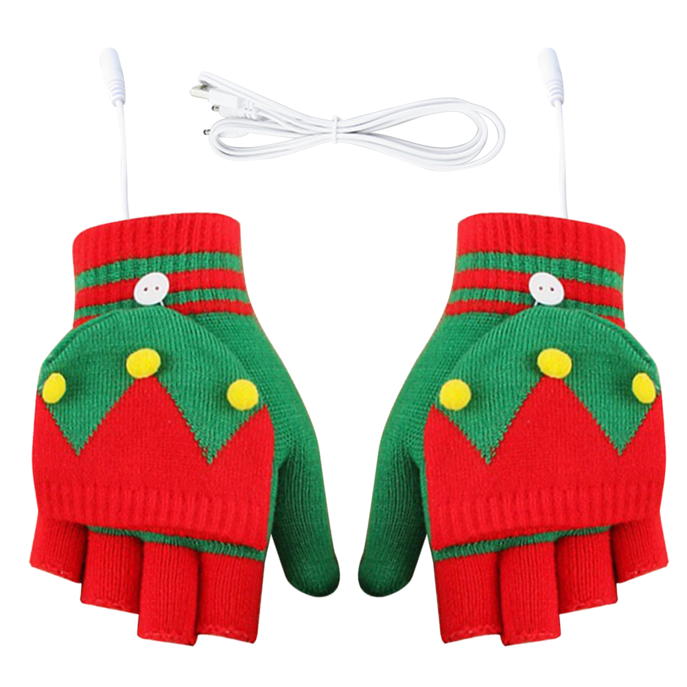 thumbnail image 3 of 6uds. Guantes cálidos de medio dedo para mujer, resistentes al viento, imprescindibles para el invierno navideño (estilo C), 3 of 3