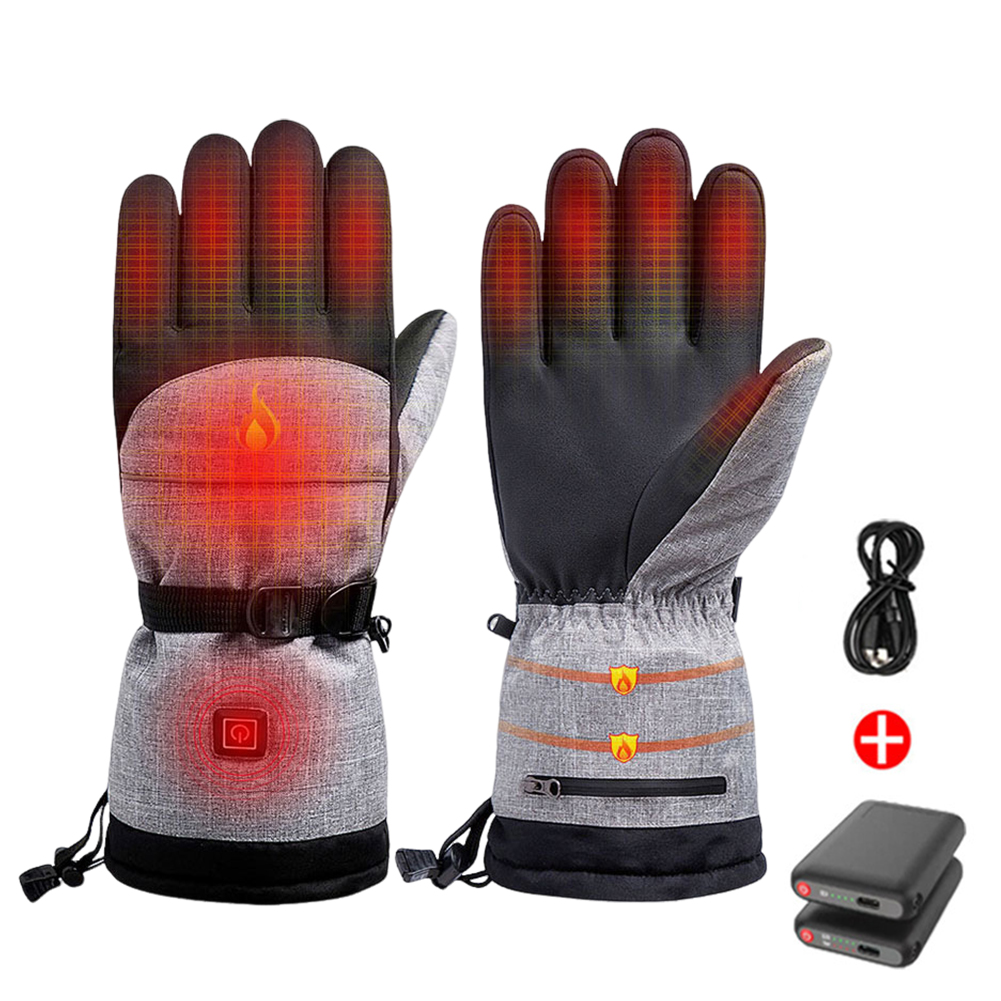 thumbnail image 2 of 2uds. 1 par de guantes eléctricos con calefacción de 5000 mAh impermeables (guantes y batería) grises, 2 of 3