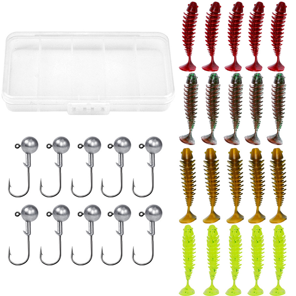 thumbnail image 3 of 2uds. Cola de cebo Swimbaits gusanos gusano artificial con anzuelo de cabeza plomada de manivela para agua salada, 3 of 3