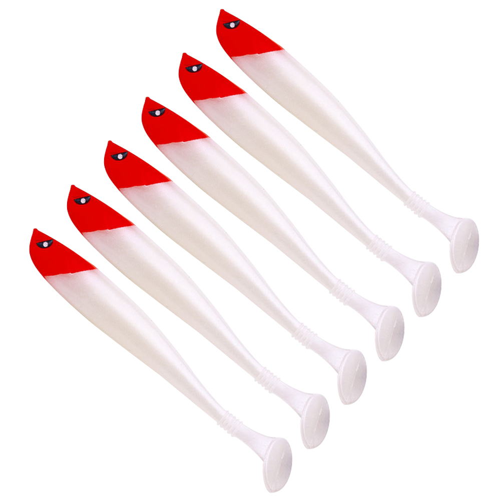 thumbnail image 3 of 6uds. Cebo de cola en T Artificial suave, accesorios de pesca multifuncionales de 9cm, color blanco, 6 uds., 3 of 3