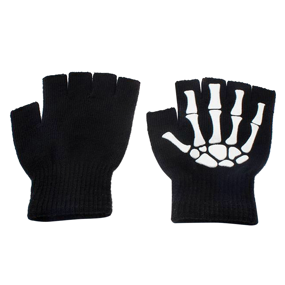 thumbnail image 3 of 2uds. Guantes Tejido Mujer Hombre Medio dedo Esqueleto Ciclismo Mitones Calentador de manos, 3 of 3