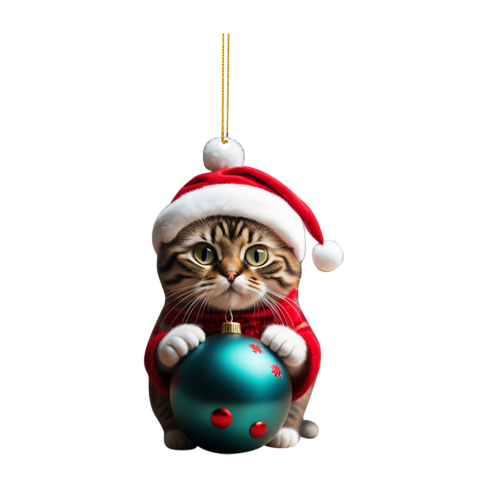 thumbnail image 2 of 5uds. Árbol de Navidad colgante personalizado decoración dibujos animados lindo gato 2023, 2 of 3