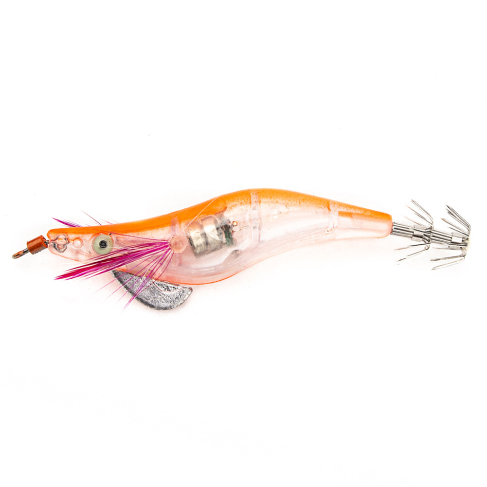 thumbnail image 2 of 50uds. Señuelo de pesca camarón LED electrónico calamar anzuelo aparejo naranja, 2 of 3