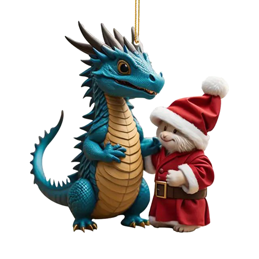 thumbnail image 2 of 5uds. Adornos colgantes de dragón de Navidad acrílico realista para árbol de Navidad (C), 2 of 3