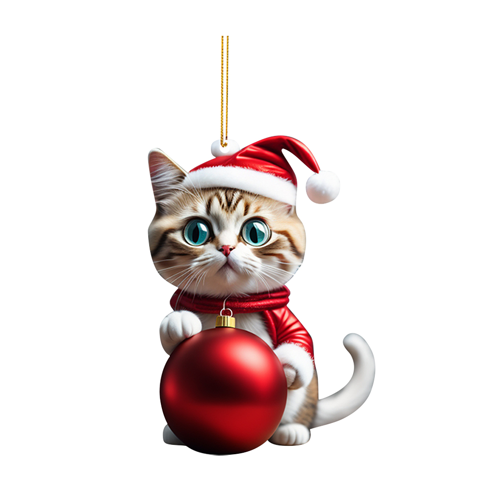 thumbnail image 2 of 3uds. Navidad lindo colgante gato adornos acrílico árbol coche colgante decoraciones (H), 2 of 3