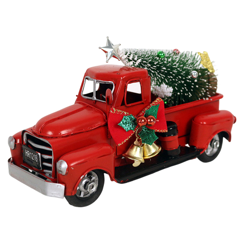 thumbnail image 3 of 2uds. Modelo de camiones grandes, decoración de coche de Navidad roja coleccionable para niños (con árbol de Navidad), 3 of 3