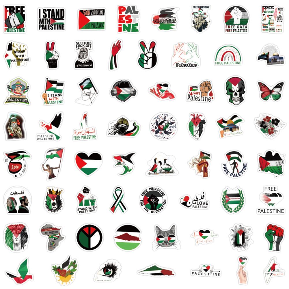 thumbnail image 2 of 6uds. 60 pegatinas de Palestina gratis, pegatinas de dibujos animados de la paz mundial, regalos para adolescentes y adultos, 2 of 3
