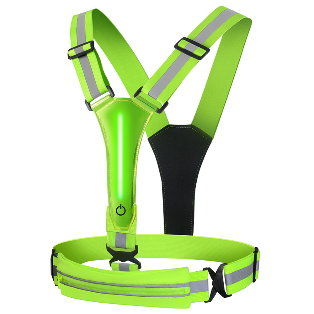 thumbnail image 2 of 3uds. Chaleco reflectante LED Running Gear 3 modos de luz para mujeres hombres niños verde, 2 of 3