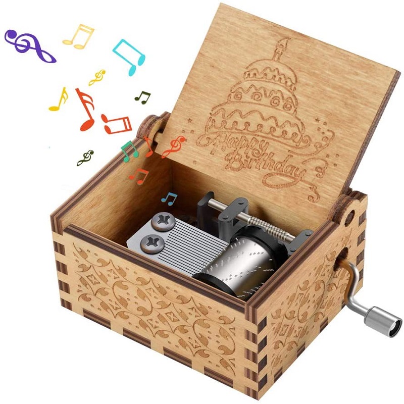 thumbnail image 2 of Caja de música con manivela de madera Caja de música Orgel, 2 of 2