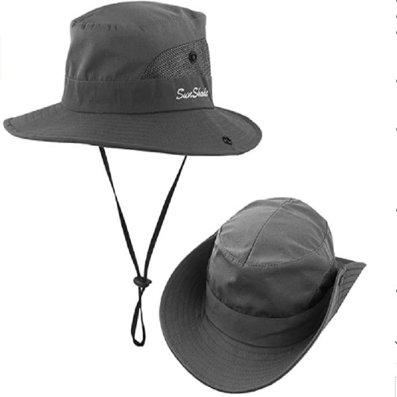 thumbnail image 2 of Escalada Sombrero de pesca de color sólido Gorra de pescador de camping de ala ancha de verano para adultos (gris), 2 of 2