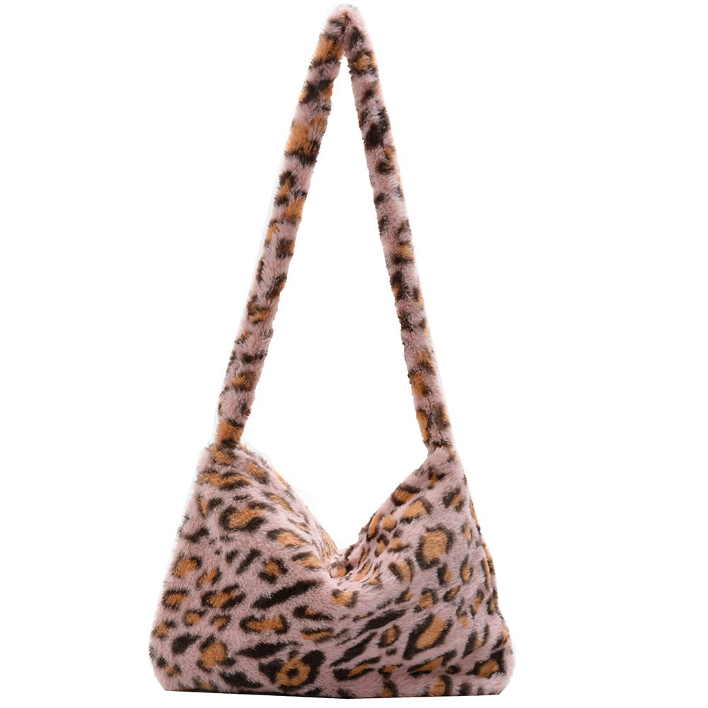 thumbnail image 2 of Bolso Bolso bandolera grande con estampado de flores de felpa para mujer (leopardo rosa), 2 of 2