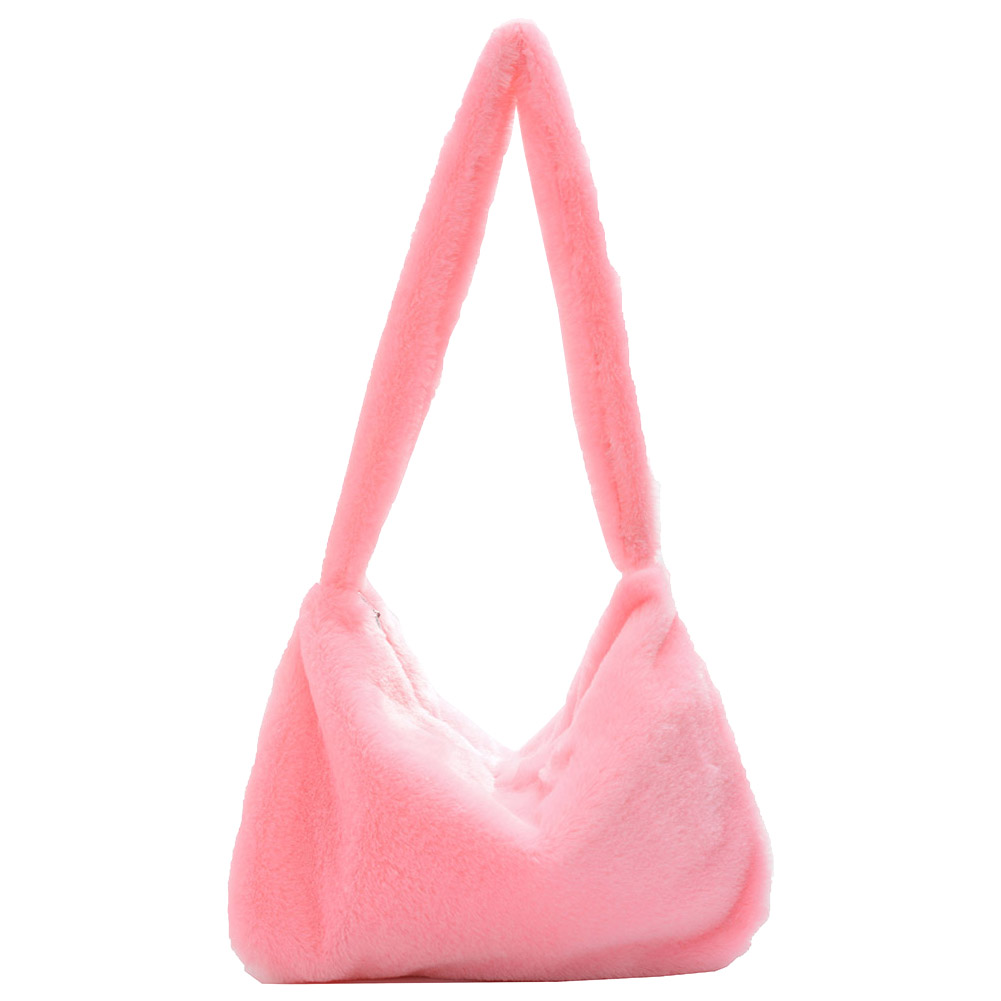 thumbnail image 2 of Bolso Bolso de mano con diseño de flores de felpa para mujer, bandolera grande de invierno para mujer (rosa), 2 of 2
