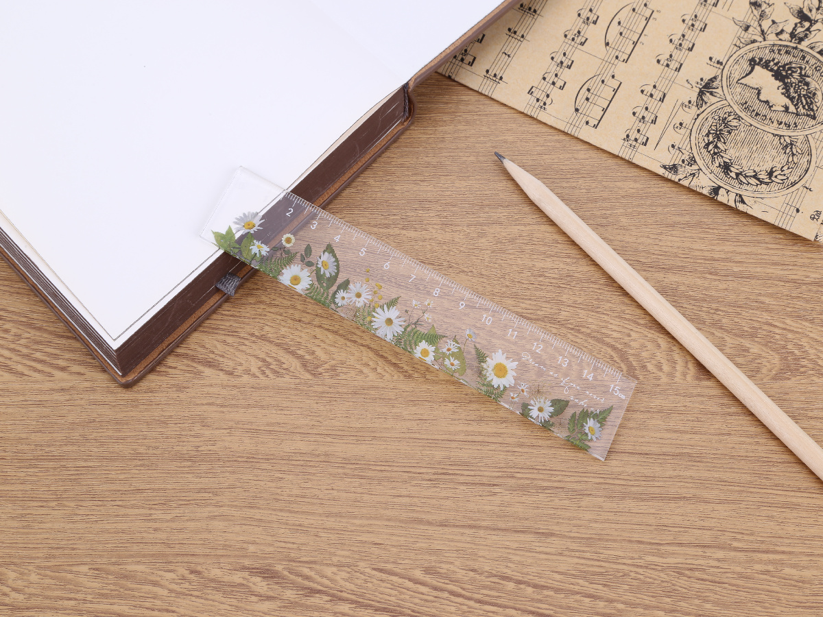 thumbnail image 2 of Regla acrílica de flores bonitas, manualidades, dibujo, reglas rectas, suministros de oficina (B), 2 of 2