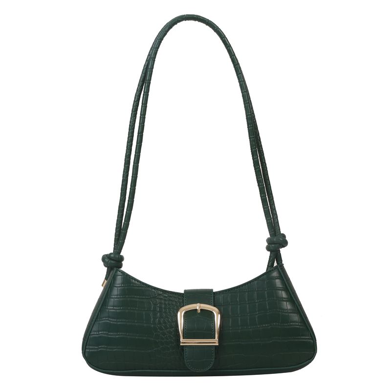 thumbnail image 2 of Bolso de hombro de PU para mujer, patrón de cocodrilo, hebilla de Metal, bolso informal para axilas (verde), 2 of 2