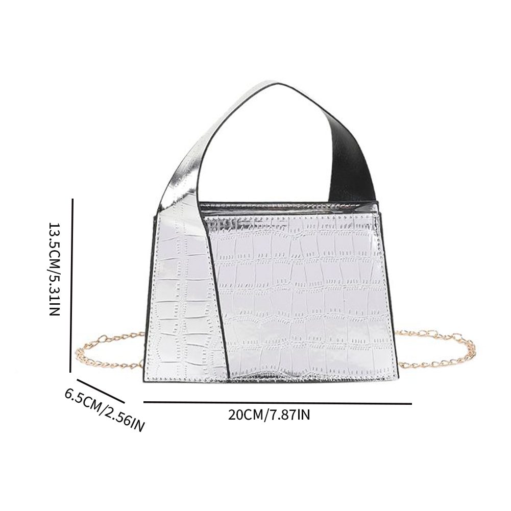 thumbnail image 2 of Bolso bandolera para mujer Cadena Patrón de cocodrilo Bolsos de mensajero Monedero femenino (Plata), 2 of 2