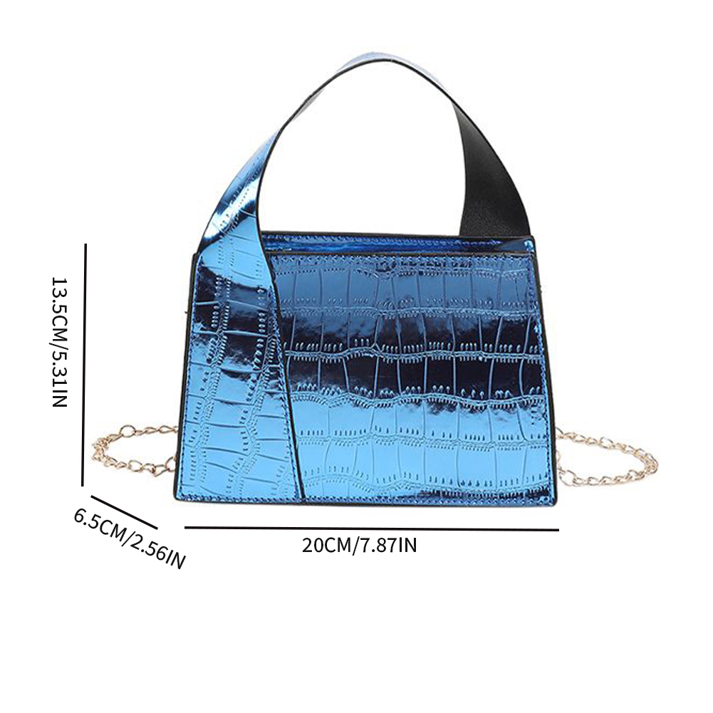 thumbnail image 2 of Bolso bandolera para mujer Cadena Patrón de cocodrilo Bolsos de mensajero Monedero femenino (Azul), 2 of 2