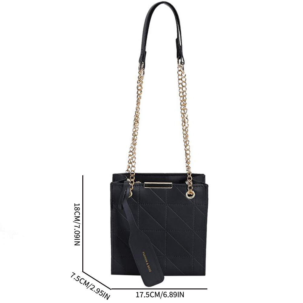 thumbnail image 2 of Bolso De Hombro Bolso bandolera para mujer Bolso de hombro con cadena de PU informal Monederos Tendencias Bolsos (Negro), 2 of 2