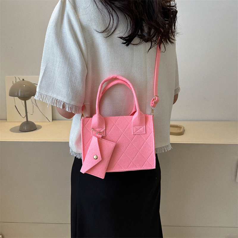 thumbnail image 2 of Bolso de mano para mujer Bolso de compras de fieltro informal Bolso bandolera (rosa), 2 of 6