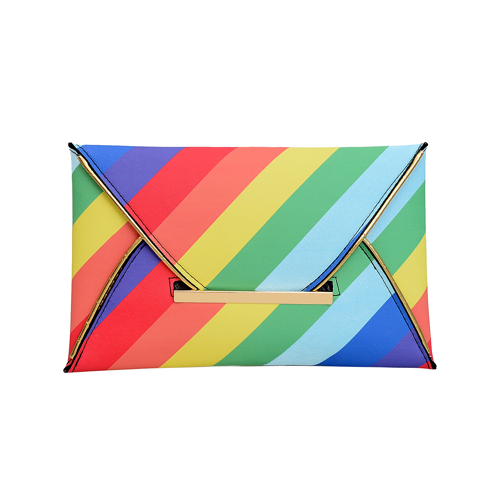 thumbnail image 2 of Bolso de mano de noche con diseño de arcoíris para mujer, cartera cruzada con sobre de PU (multicolor), 2 of 2